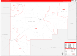 Guadalupe County, NM Wall Map Zip Code Red Line Style 2024