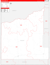 Haakon County, SD Wall Map Zip Code Red Line Style 2024