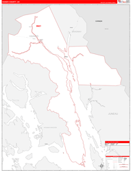 HainesBorough (County), AK Wall Map Zip Code Red Line Style 2024