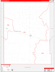Hamilton County, KS Wall Map Zip Code Red Line Style 2026