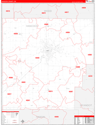 Hancock County, OH Wall Map Zip Code Red Line Style 2024