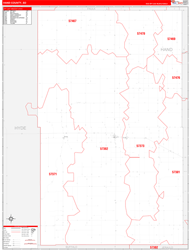 Hand County, SD Wall Map Zip Code Red Line Style 2024