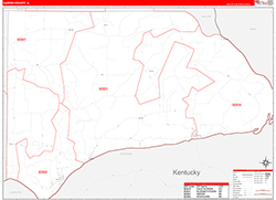 Hardin County, IL Wall Map Zip Code Red Line Style 2026
