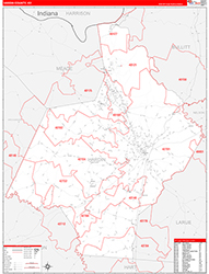 Hardin County, KY Wall Map Zip Code Red Line Style 2026