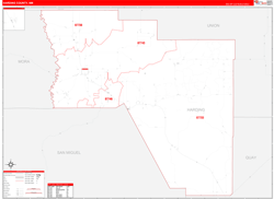 Harding County, NM Wall Map Zip Code Red Line Style 2024