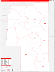 Harney County, OR Wall Map Zip Code Red Line Style 2024