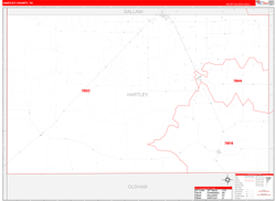 Hartley County, TX Wall Map Zip Code Red Line Style 2024