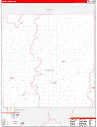 Haskell County, KS Wall Map Zip Code Red Line Style 2026