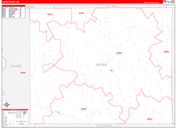 Hayes County, NE Wall Map Zip Code Red Line Style 2026