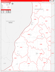 Henderson County, IL Wall Map Zip Code Red Line Style 2026