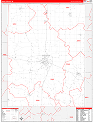 Henry County, IA Wall Map Zip Code Red Line Style 2026