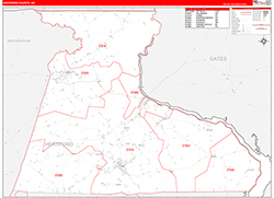 Hertford County, NC Wall Map Zip Code Red Line Style 2026
