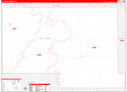 Hettinger County, ND Wall Map Zip Code Red Line Style 2023