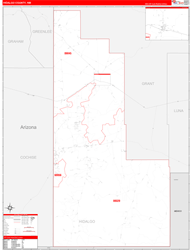 Hidalgo County, NM Wall Map Zip Code Red Line Style 2024