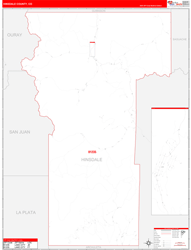 Hinsdale County, CO Wall Map Zip Code Red Line Style 2024