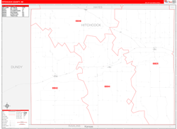 Hitchcock County, NE Wall Map Zip Code Red Line Style 2024