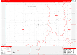Hodgeman County, KS Wall Map Zip Code Red Line Style 2026