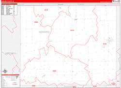 Howard County, IA Wall Map Zip Code Red Line Style 2026