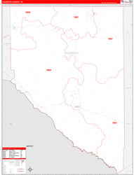 Hudspeth County, TX Wall Map Zip Code Red Line Style 2024
