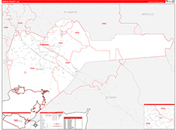 IberiaParish (County), LA Wall Map Zip Code Red Line Style 2026