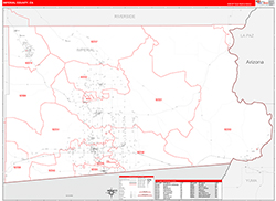 Imperial County, CA Wall Map Zip Code Red Line Style 2026