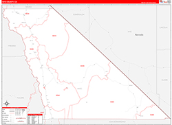 Inyo County, CA Wall Map Zip Code Red Line Style 2026