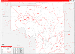 Itasca County, MN Wall Map Zip Code Red Line Style 2026