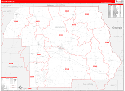 Jackson County, FL Wall Map Zip Code Red Line Style 2023