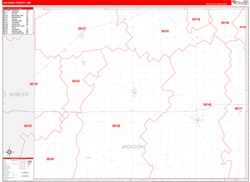 Jackson County, MN Wall Map Zip Code Red Line Style 2024