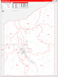 Jackson County, OR Wall Map Zip Code Red Line Style 2026