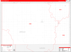 Jerauld County, SD Wall Map Zip Code Red Line Style 2024