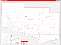 Jerome County, ID Wall Map Zip Code Red Line Style 2026