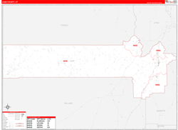 Juab County, UT Wall Map Zip Code Red Line Style 2023