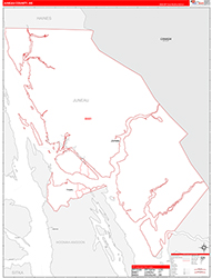 JuneauBorough (County), AK Wall Map Zip Code Red Line Style 2026