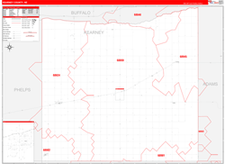 Kearney County, NE Wall Map Zip Code Red Line Style 2024