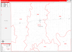 Kiowa County, KS Wall Map Zip Code Red Line Style 2026