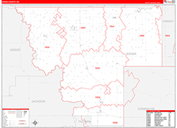Kiowa County, OK Wall Map Zip Code Red Line Style 2026