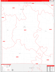 Knox County, MO Wall Map Zip Code Red Line Style 2024