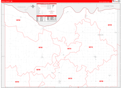 Knox County, NE Wall Map Zip Code Red Line Style 2023