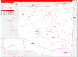 Knox County, OH Wall Map Zip Code Red Line Style 2024