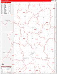 Kossuth County, IA Wall Map Zip Code Red Line Style 2026
