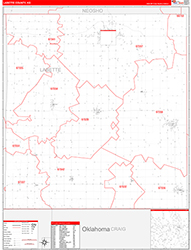 Labette County, KS Wall Map Zip Code Red Line Style 2026