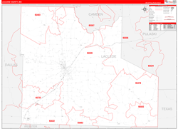 Laclede County, MO Wall Map Zip Code Red Line Style 2024