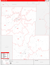 Lake County, OR Wall Map Zip Code Red Line Style 2026