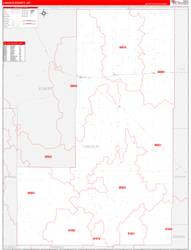Lincoln County, CO Wall Map Zip Code Red Line Style 2024