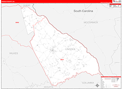 Lincoln County, GA Wall Map Zip Code Red Line Style 2026