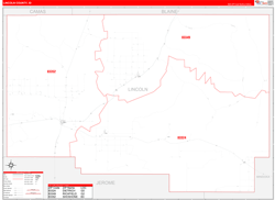 Lincoln County, ID Wall Map Zip Code Red Line Style 2024