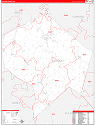 Lincoln County, KY Wall Map Zip Code Red Line Style 2026