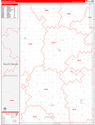 Lincoln County, MN Wall Map Zip Code Red Line Style 2026
