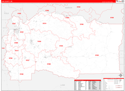 Linn County, OR Wall Map Zip Code Red Line Style 2024